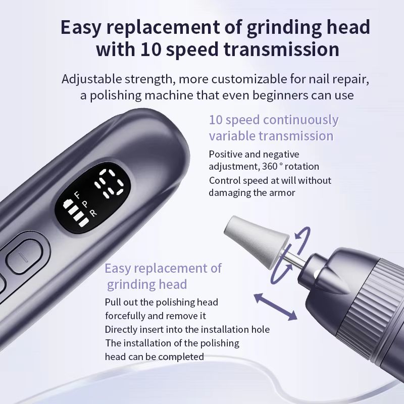 Professional Manicure Pedicure Kit Electric Nail File Set Cordless Nail Drill Machine 10 Speed Nail 4