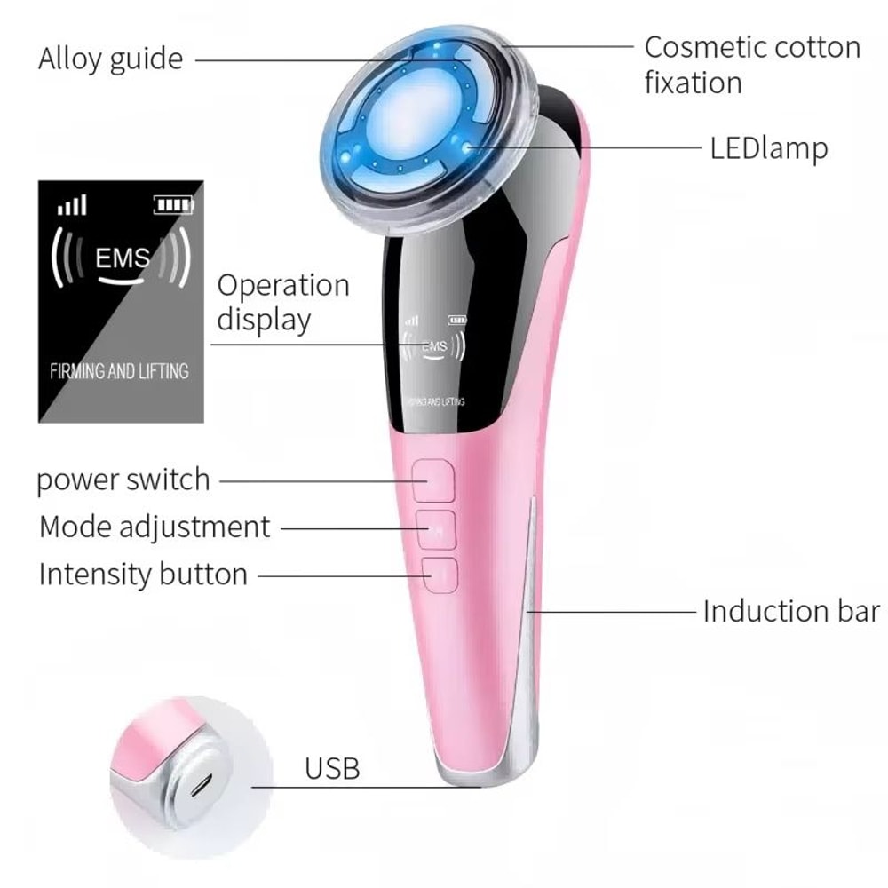 6 In 1 EMS Face Lifting Massager With LED Photon Therapy For Anti Aging And Skin Firming 5
