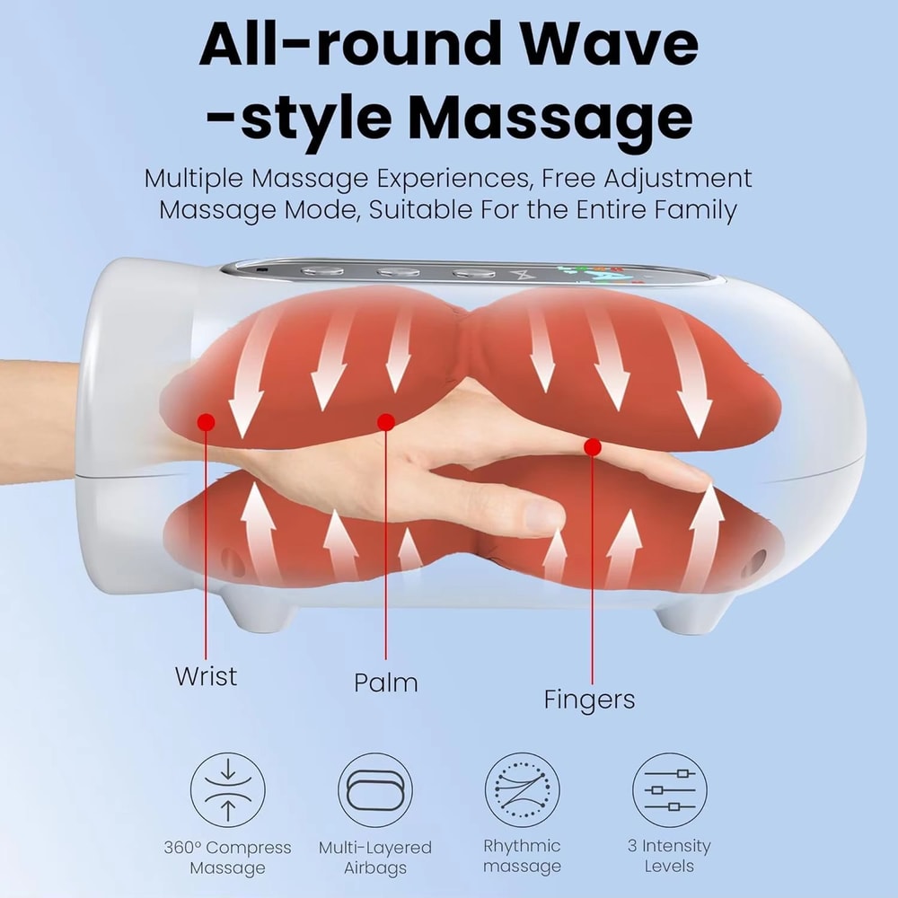 Electric Hand Massager With Airbag Compression And Automatic UV Cleaning For Wrist Palm And Finger 2