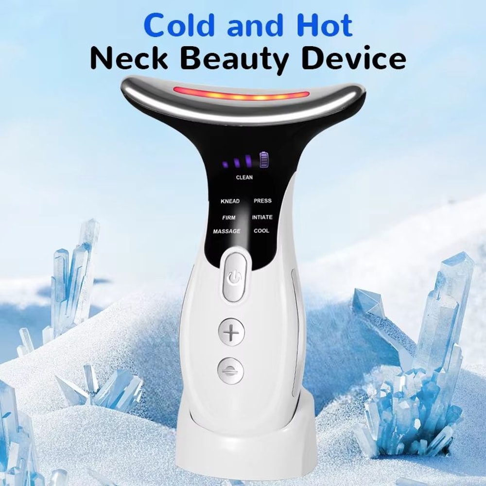 Newest 7 In 1 LED Microcurrent Face And Neck Beauty Device With Warm And Cold Therapy For Wrinkle A 1