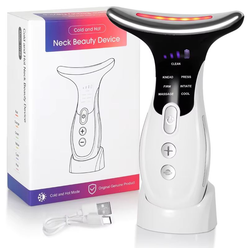 Newest 7 In 1 LED Microcurrent Face And Neck Beauty Device With Warm And Cold Therapy For Wrinkle A 6