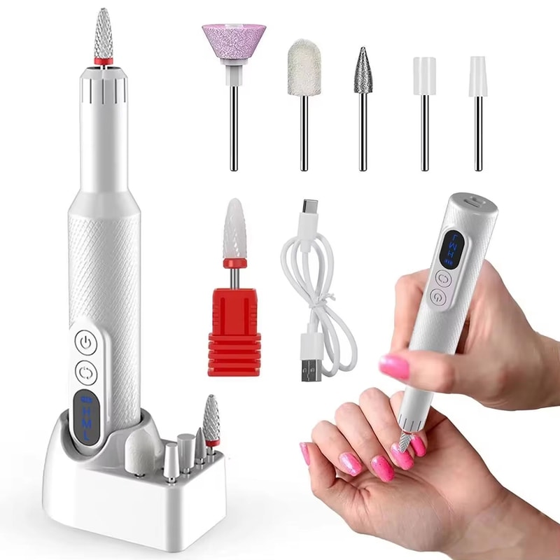 Electric Nail Drill Cordless Nail File Manicure Pedicure Kit For Acrylic And Gel Nails Professional 0