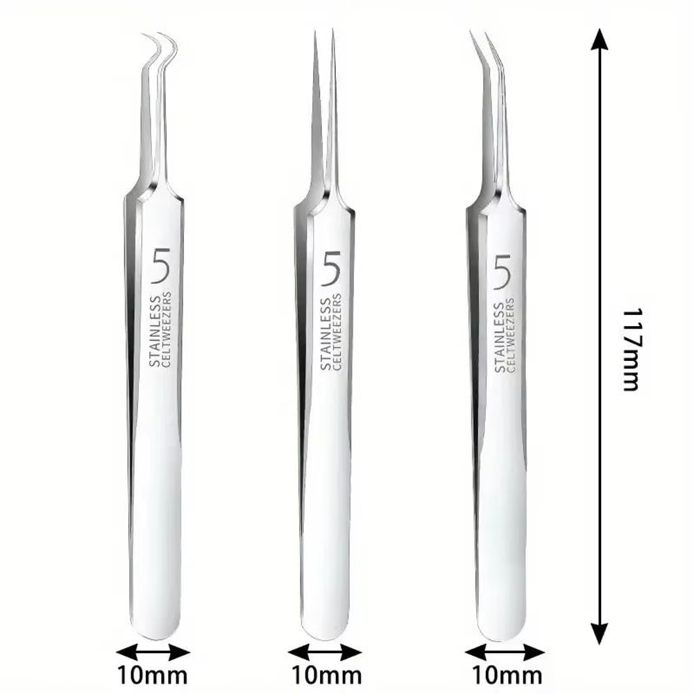 UltraFine No5 Cell Pimples And Blackhead Clip Tweezers Pimple Popper Tool Kit With Acne Needle 5