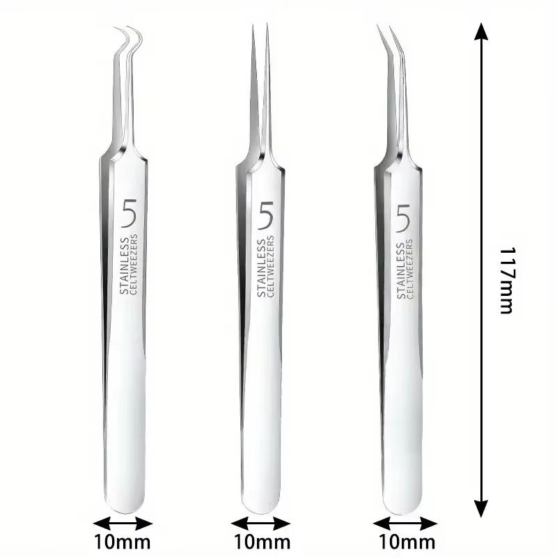 UltraFine No5 Cell Pimples And Blackhead Clip Tweezers Pimple Popper Tool Kit With Acne Needle 5