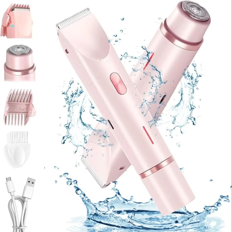2 In 1 Women Electric Razor And Body Trimmer For Bikini Underarms Legs And Face Waterproof Painless 0