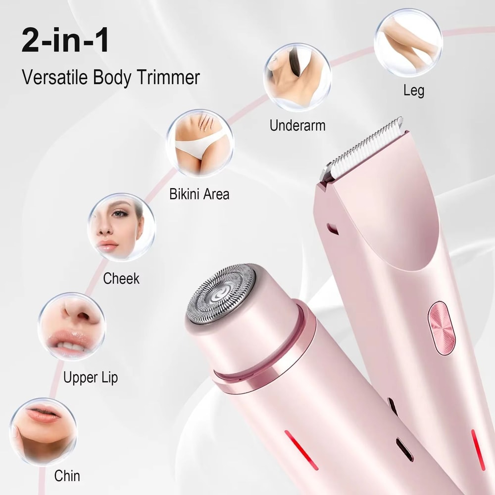 2 In 1 Women Electric Razor And Body Trimmer For Bikini Underarms Legs And Face Waterproof Painless 1