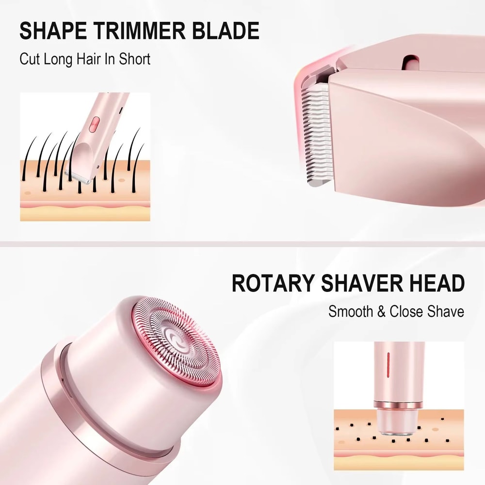 2 In 1 Women Electric Razor And Body Trimmer For Bikini Underarms Legs And Face Waterproof Painless 2