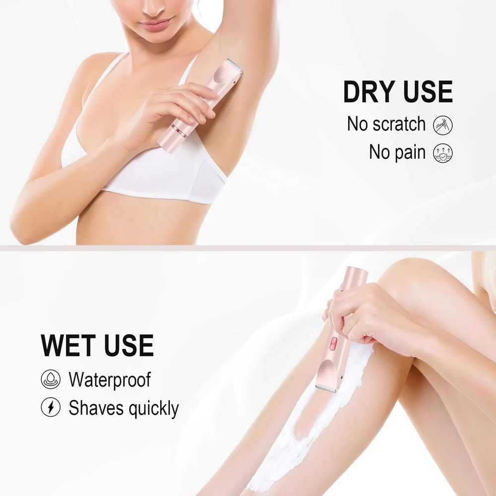 2 In 1 Women Electric Razor And Body Trimmer For Bikini Underarms Legs And Face Waterproof Painless 4
