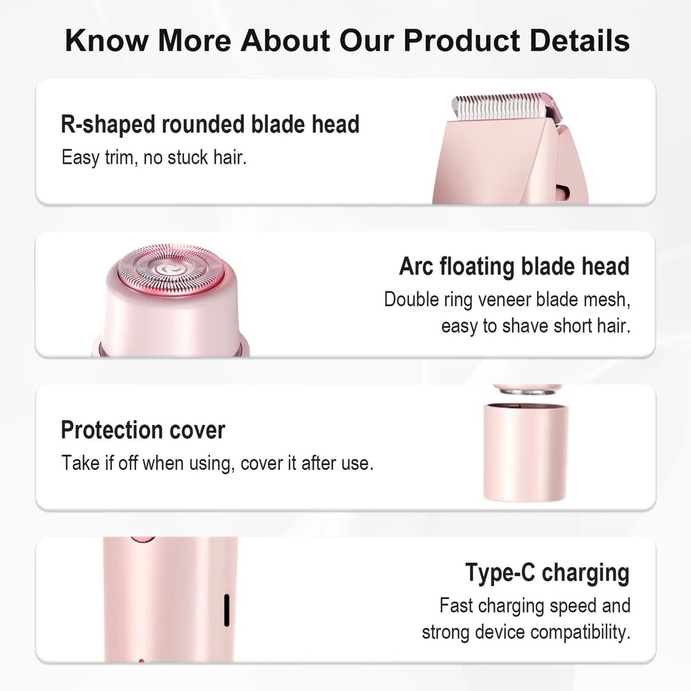 2 In 1 Women Electric Razor And Body Trimmer For Bikini Underarms Legs And Face Waterproof Painless 5