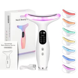 portable 7 in 1 microcurrent facial and neck beauty device with vibration for improved neck line and anti aging skin car