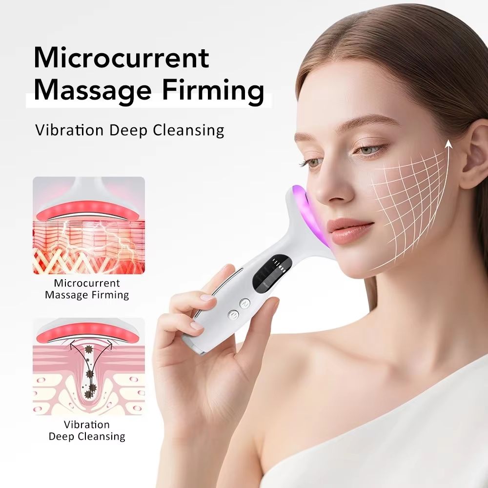 Portable 7 In 1 Microcurrent Facial And Neck Beauty Device With Vibration For Improved Neck Line An 3