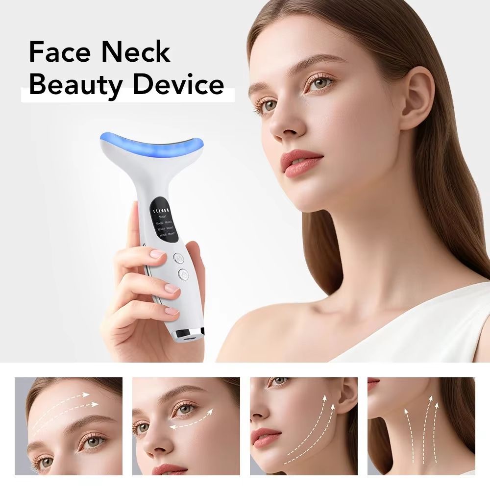 Portable 7 In 1 Microcurrent Facial And Neck Beauty Device With Vibration For Improved Neck Line An 4