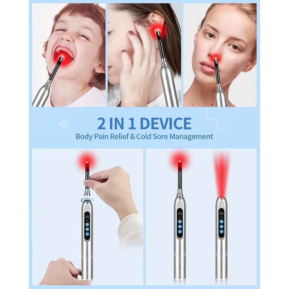 Red Light Therapy Cold Sore Treatment Device With 660 Nm And 850 Nm Near Infrared LED Light Wand 4