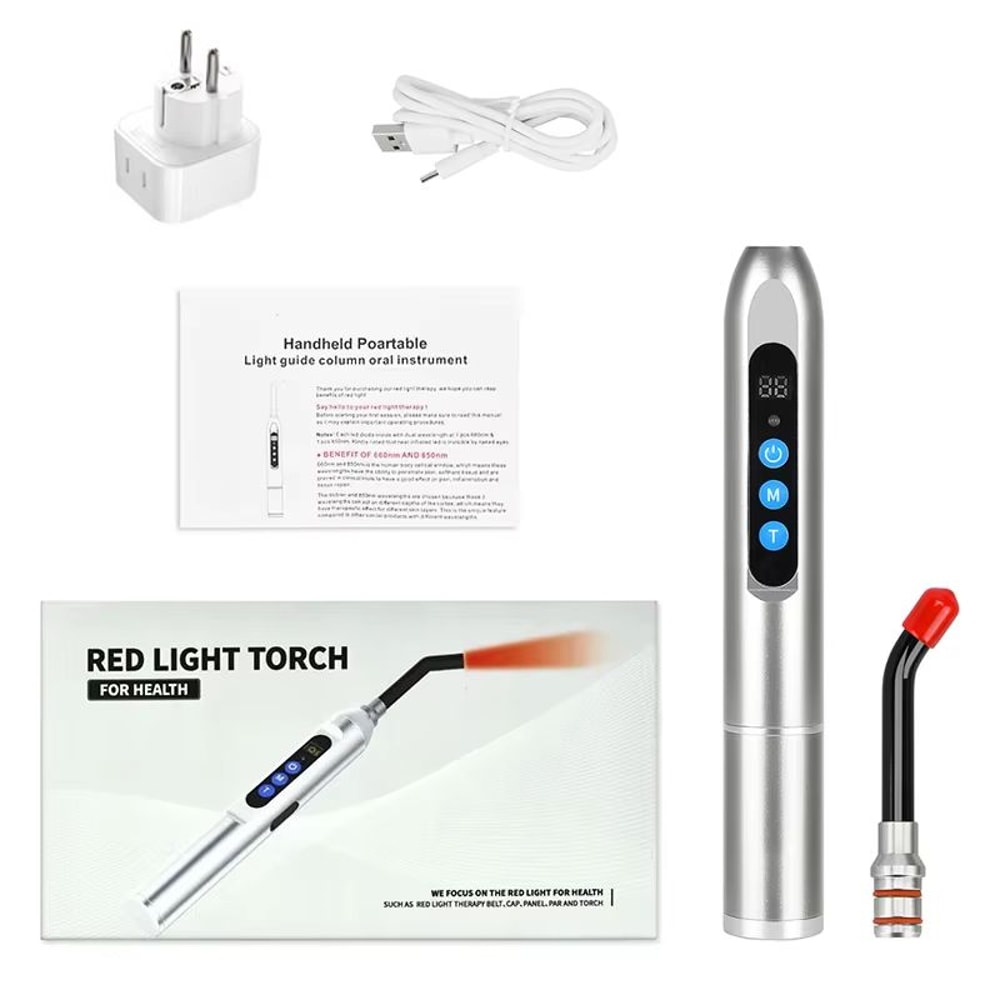 Red Light Therapy Cold Sore Treatment Device With 660 Nm And 850 Nm Near Infrared LED Light Wand 6