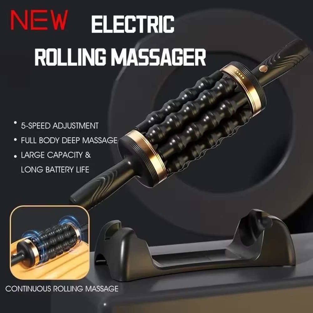 Portable 6D Rolling Percussive Muscle Massager Handheld Deep Tissue Body Relief Tool 3
