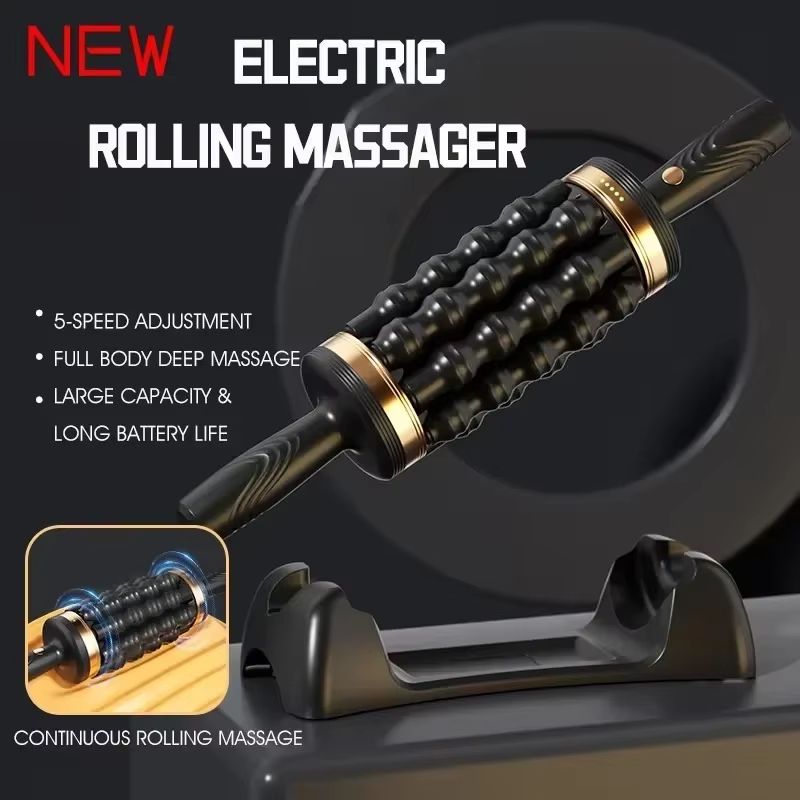 Portable 6D Rolling Percussive Muscle Massager Handheld Deep Tissue Body Relief Tool 3