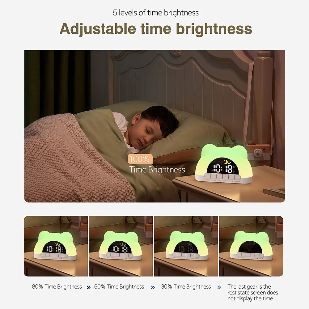 Bear Shaped Digital Wake Up Light Clock With Sunrise Simulation And Colorful Night Light 1