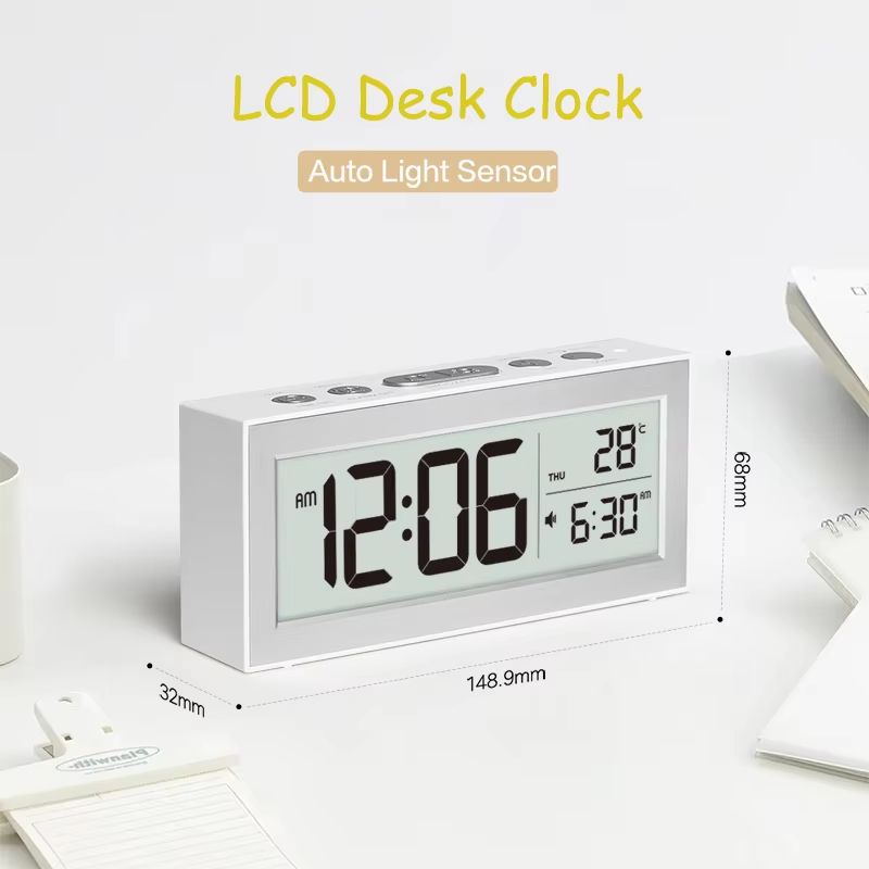 Retro LCD Digital Desk Clock With Alarm Backlight Calendar Temperature Display 1