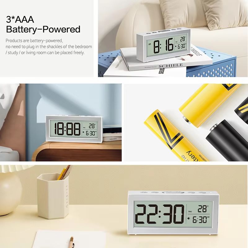 Retro LCD Digital Desk Clock With Alarm Backlight Calendar Temperature Display 2