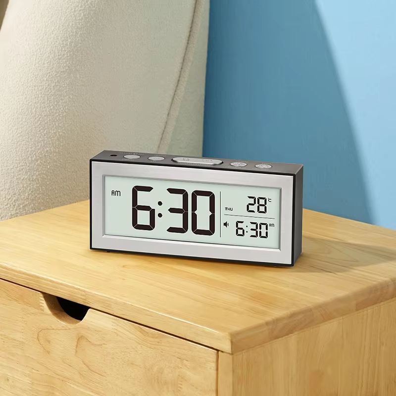 Retro LCD Digital Desk Clock With Alarm Backlight Calendar Temperature Display 5