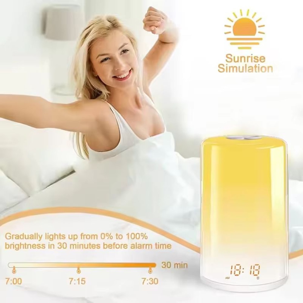 Sunrise Alarm Clock With Wake Up Light Natural Sounds Touch Control 3