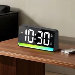 led digital alarm clock with color changing night light and easy-read display