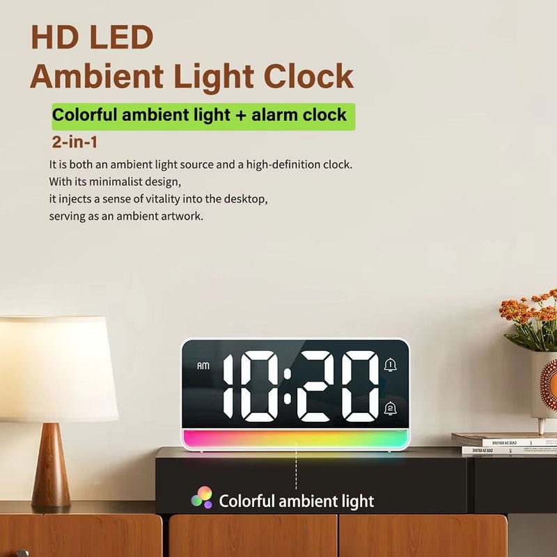 LED Digital Alarm Clock With Color Changing Night Light And EasyRead Display 1
