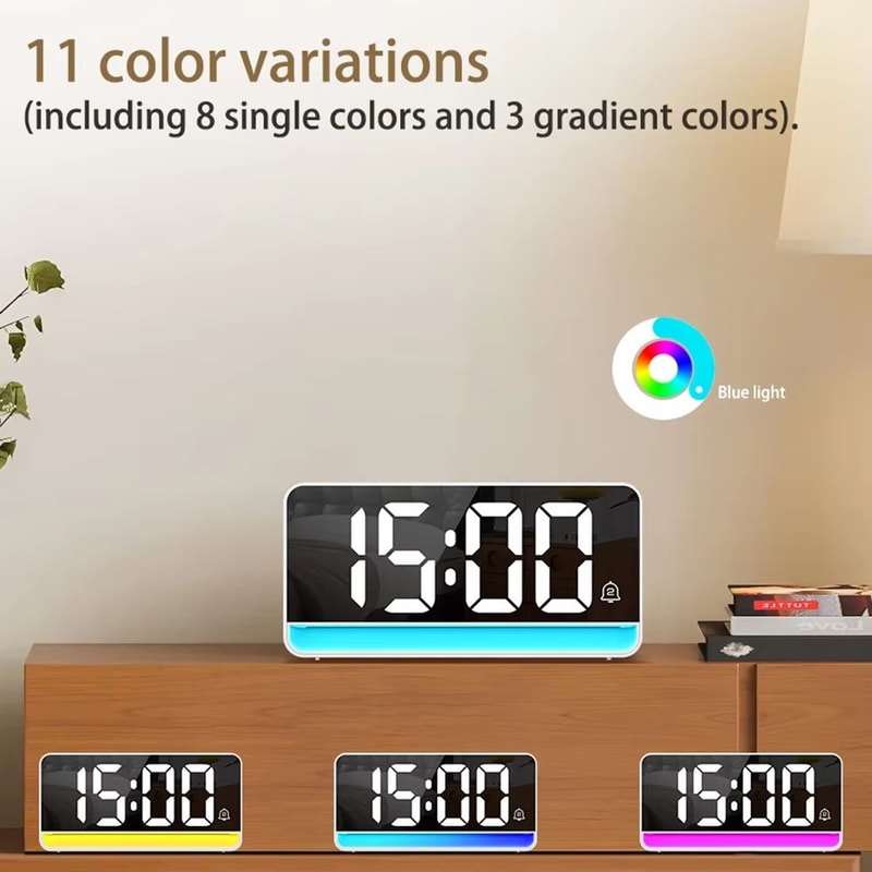 LED Digital Alarm Clock With Color Changing Night Light And EasyRead Display 2