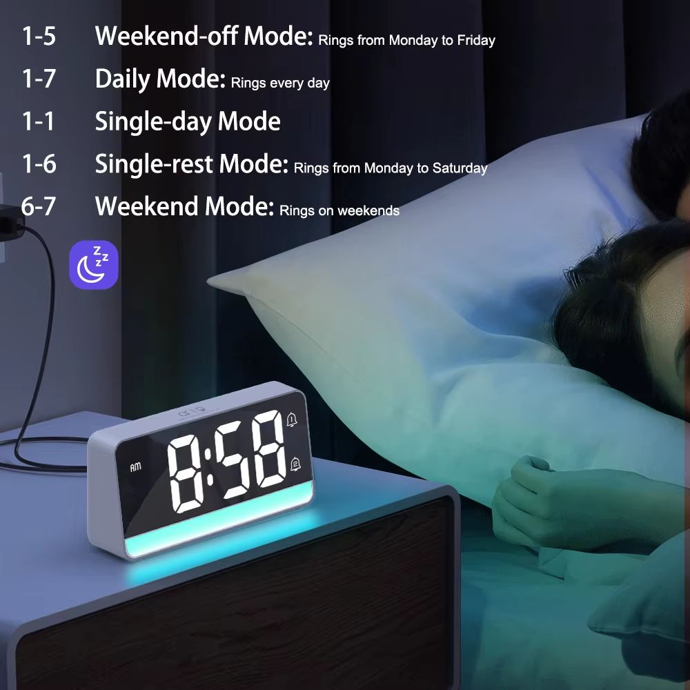 LED Digital Alarm Clock With Color Changing Night Light And EasyRead Display 3