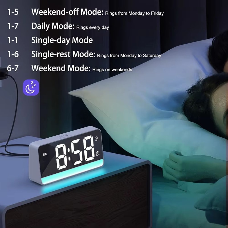 LED Digital Alarm Clock With Color Changing Night Light And EasyRead Display 3