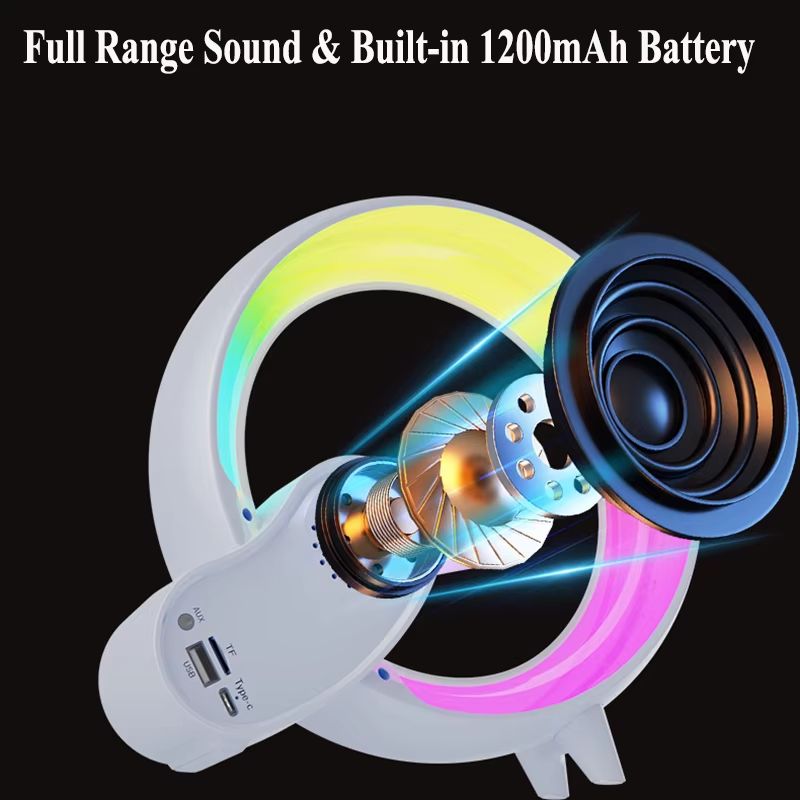 Bluetooth Speaker Digital Alarm Clock With Wireless Charger Night Light And Mood Lighting 5