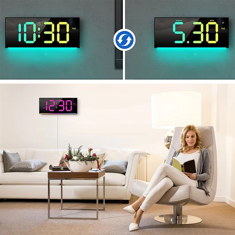 Large Digital LED Wall And Table Clock With Remote Control Night Light And Mood Lighting 4