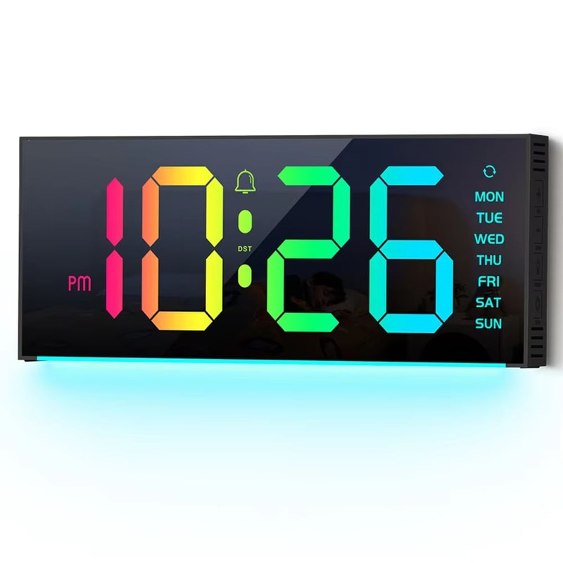 Large Digital LED Wall And Table Clock With Remote Control Night Light And Mood Lighting 6