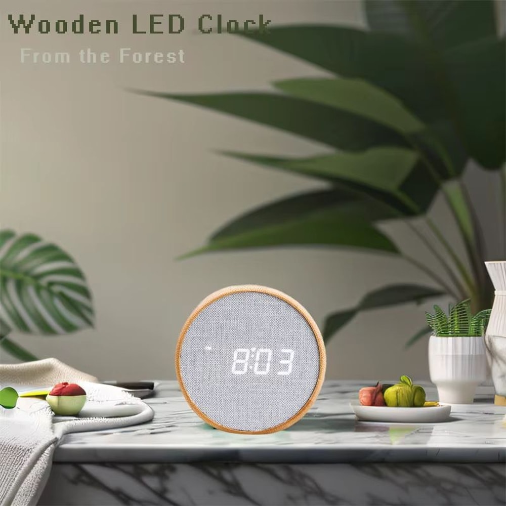Wooden Digital Alarm Clock Silent Table Clock For Bedroom And Office 1