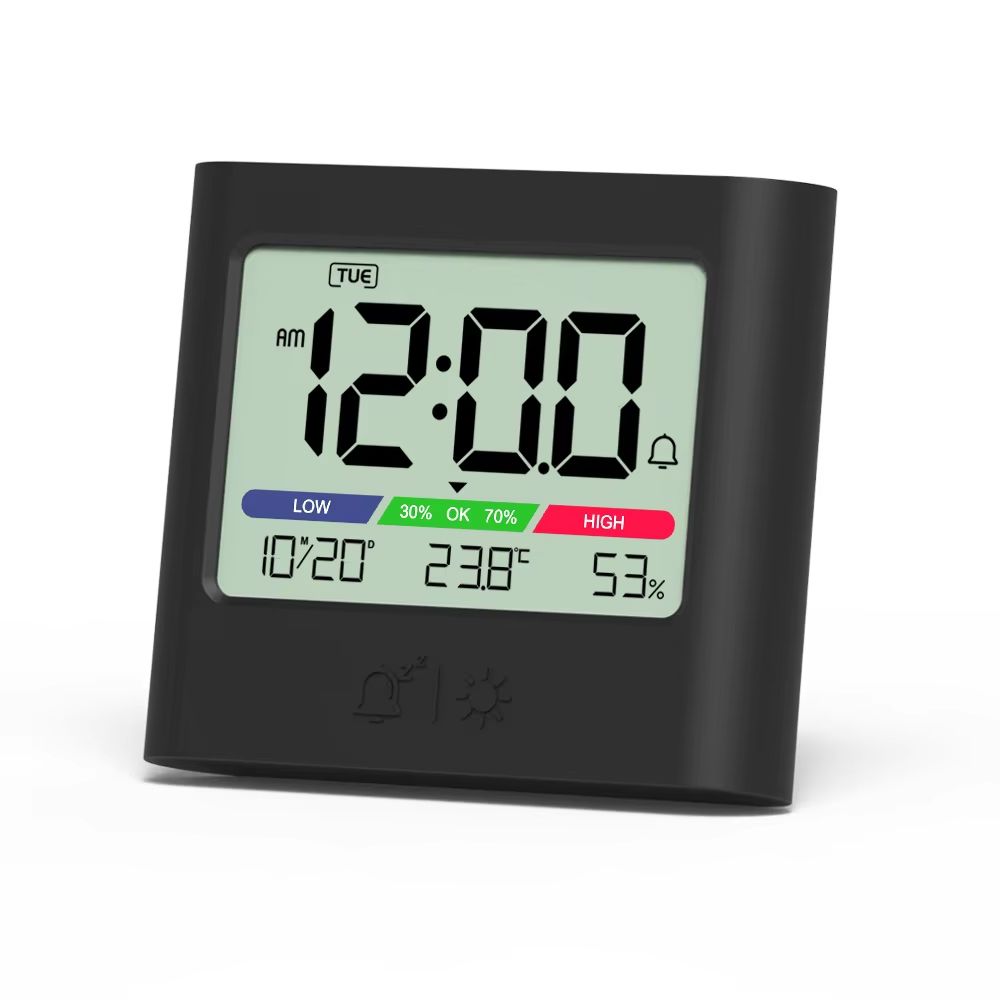 Digital Alarm Clock With Thermometer Hygrometer Backlight Date And Week Display 6