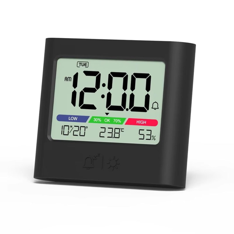 Digital Alarm Clock With Thermometer Hygrometer Backlight Date And Week Display 6