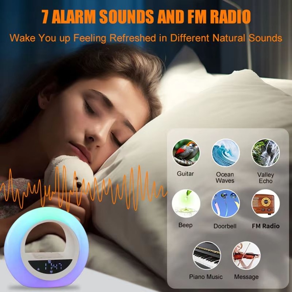 Wake Up Light Alarm Clock With Sunrise Simulation FM Radio Natural Sounds And Night Light 2