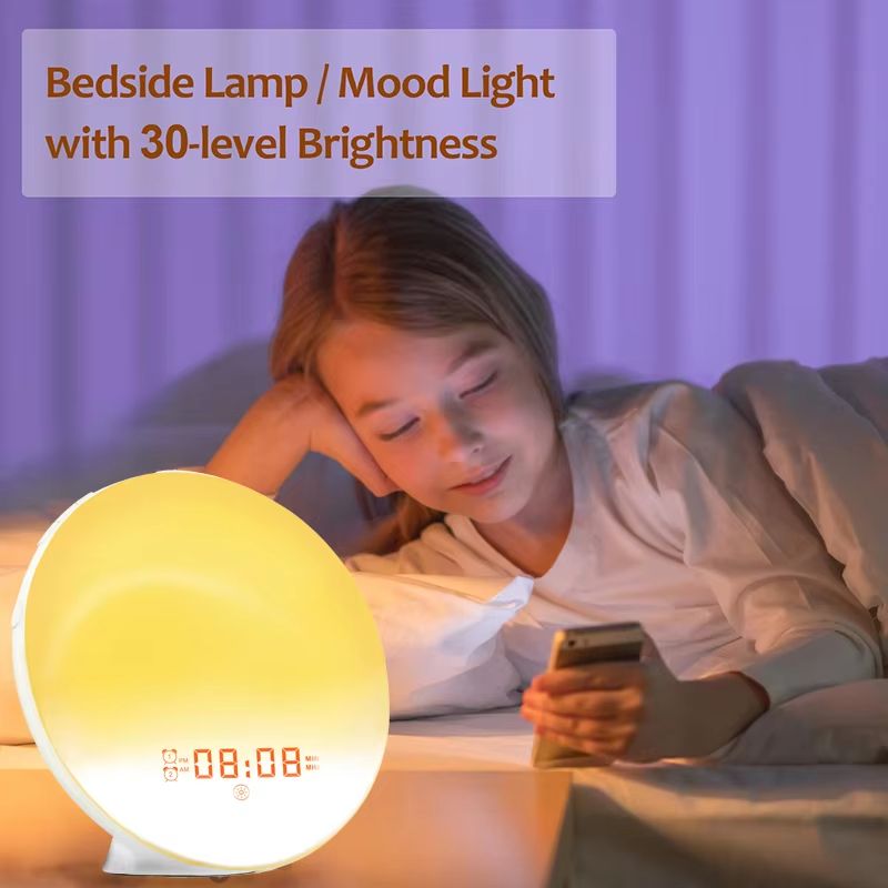 Wake Up Light Alarm Clock With Sunrise Simulation FM Radio Natural Sounds And Night Light 4