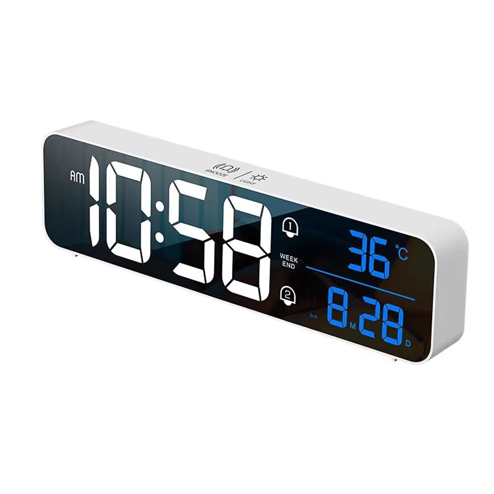 LED Digital Alarm Clock Wall Or Table Clock With Temperature Snooze Date Weekday And Dual Alarms Wi 0