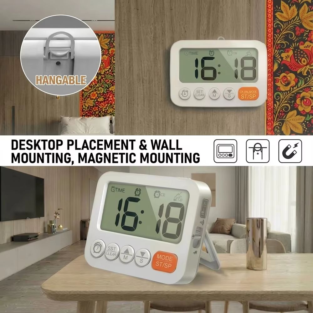 Digital Alarm Clock With CountdownCountUp Timer And Magnetic Back For Wall Or Desk 1