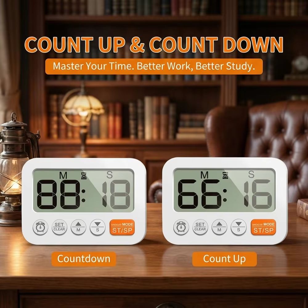 Digital Alarm Clock With CountdownCountUp Timer And Magnetic Back For Wall Or Desk 3