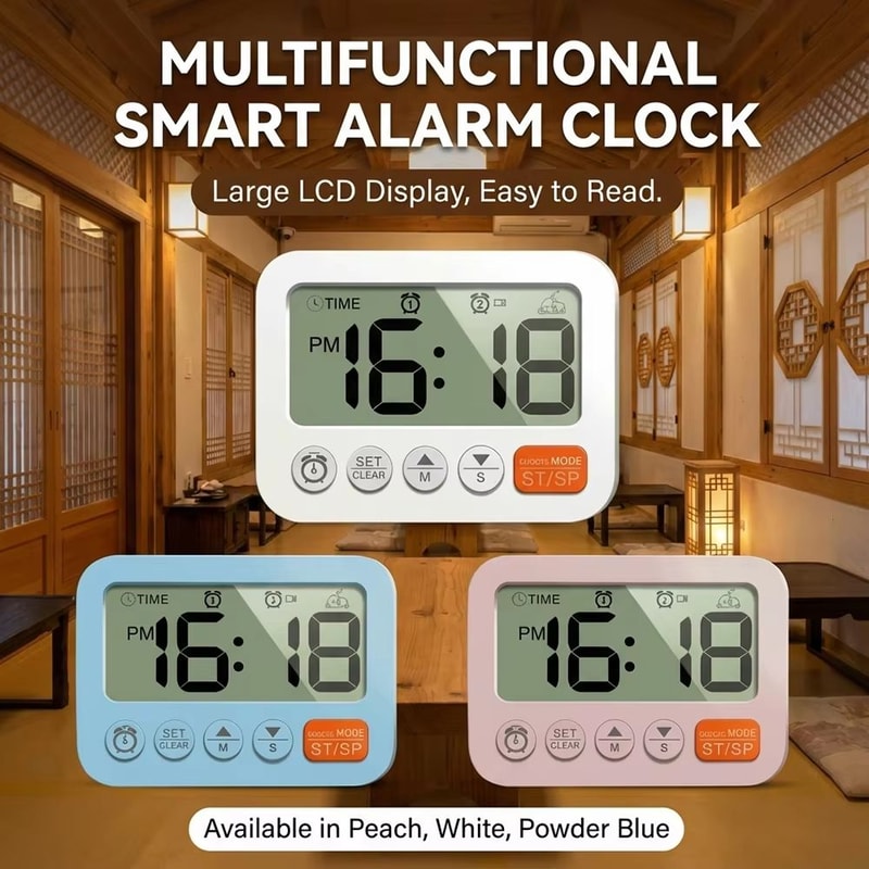 Digital Alarm Clock With CountdownCountUp Timer And Magnetic Back For Wall Or Desk 4