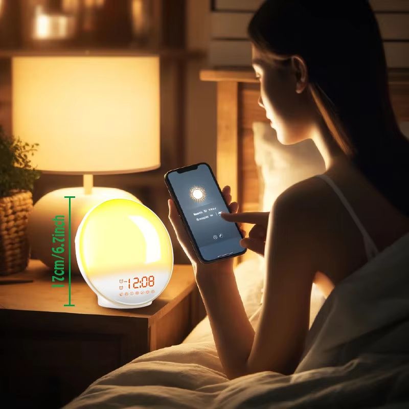 Smart Wake Up Light Alarm Clock With Bluetooth Speaker APP Control FM Radio Natural Sounds And Nigh 2
