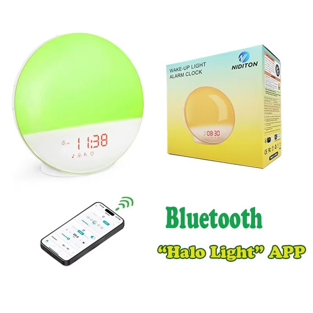 Smart Wake Up Light Alarm Clock With Bluetooth Speaker APP Control FM Radio Natural Sounds And Nigh 6