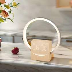 sunrise simulation alarm clock with bluetooth speaker, white noise, led night light for bedroom and home office