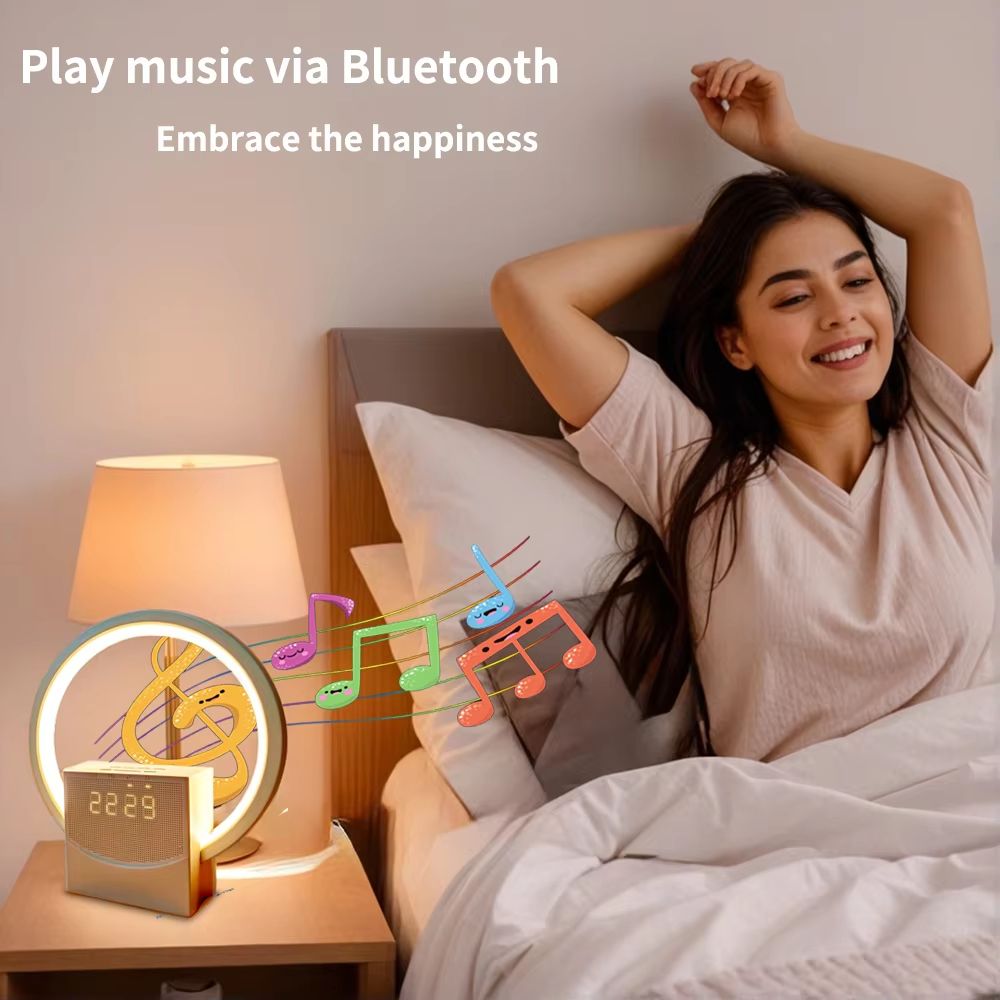 Sunrise Simulation Alarm Clock With Bluetooth Speaker White Noise LED Night Light For Bedroom And H 2