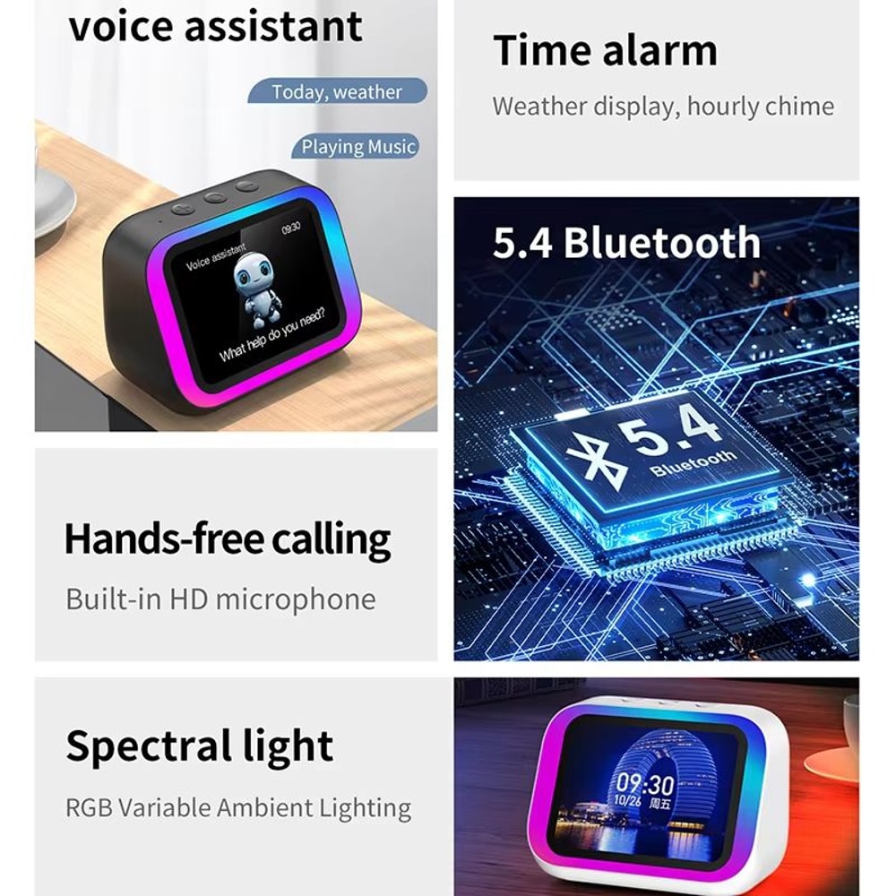 Smart Bluetooth Alarm Clock With Weather Display Night Light Music Stories And Photo Frame 3