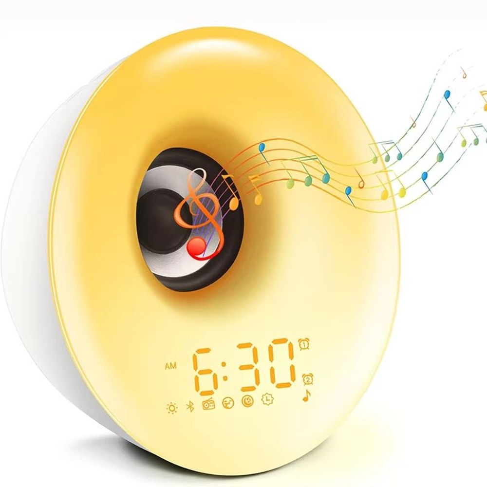 Bluetooth Speaker Wake Up Light Alarm Clock With SunriseSunset Simulation Colorful Night Light And 0