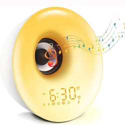bluetooth speaker wake up light alarm clock with sunrise/sunset simulation, colorful night light and music player