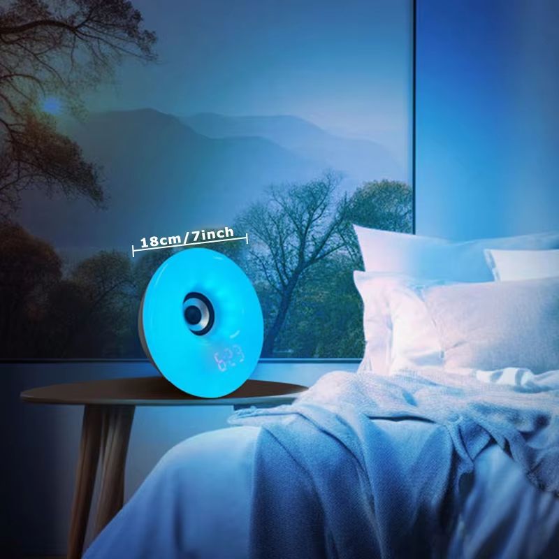 Bluetooth Speaker Wake Up Light Alarm Clock With SunriseSunset Simulation Colorful Night Light And 5